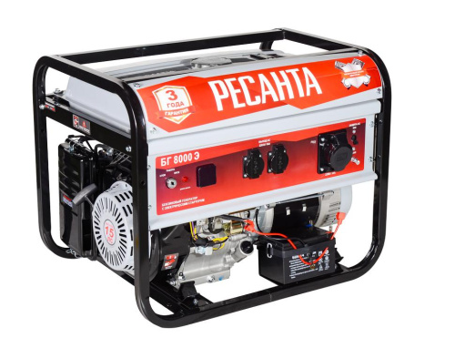 Электрогенератор БГ 8000 Э Ресанта, ЭЛЕКТРОСТАРТЕР, 7000Вт, 64/1/48