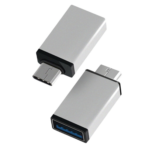 Переходник USB Type-C 3.1 - USB А 3.0, (шт/гн), серебряный, Атом, 31046