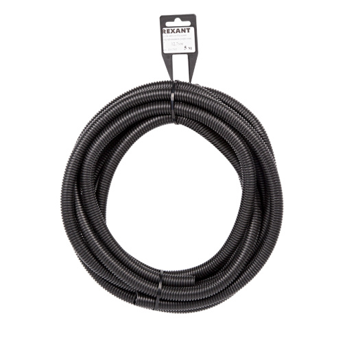 Труба автомобильная гофрированная ПП, Ø12,7 мм, разрезная, бухта 5 м/уп., –40...+105 °C (ПОЛИПРОПИЛЕН) REXANT
