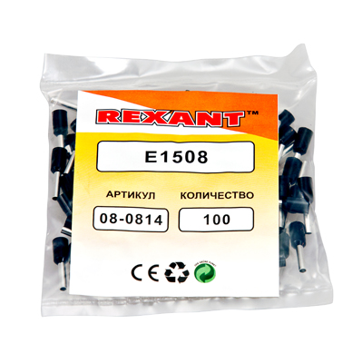 НАКОНЕЧНИК ШТЫРЕВОЙ ВТУЛОЧНЫЙ 1.5мм² изолированный (НШВИ F-8мм) черный REXANT