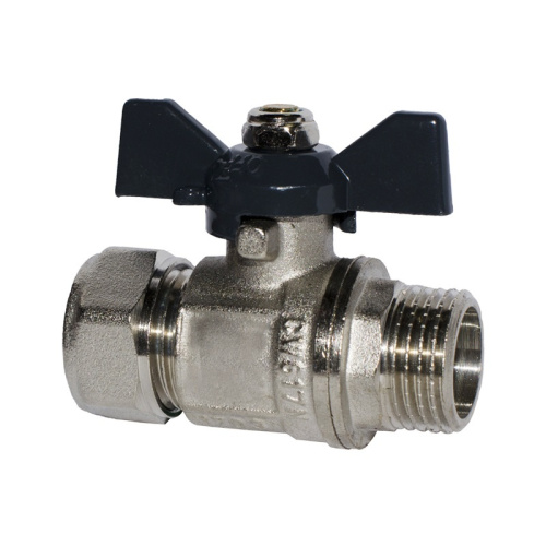 Кран шаровый для м/п труб 1/2" НР, бабочка, тов-031962