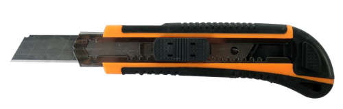 Нож с выдвижным лезвием 18 мм, двухкомпонентный корпус, автоматический фиксатор, Вихрь, 73/10/10/4