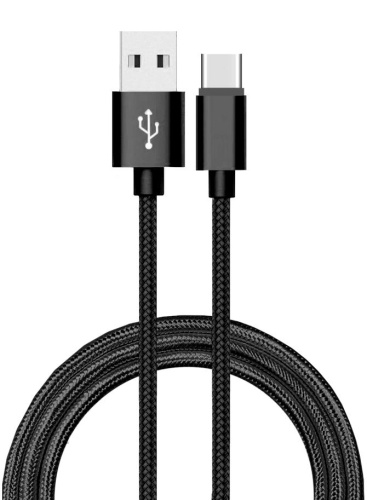 Шнур USB Type-C 3.1 - USB А 3.0, 1,8 м (шт/шт), черный, Атом, (БЫСТРАЯ ЗАРЯДКА), 31024