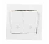 703-0202-106 RAIN Выключатель двойной LEZARD (ПРОХОДНОЙ) белый