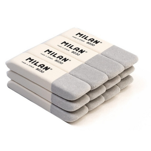 Ластик каучуковый Milan 8030 комбинир. для стирания чернил и графита, Испания, 973187