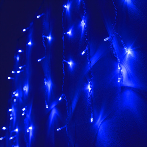 Гирлянда светодиодная "Бахрома" IC-120B, 3.0*0.7м, 120 LED, синий, IP20,  прозрачный шнур 1,5м, Funray, 2594