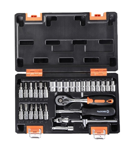 Набор инструментов, 1/4" , CrV, пластиковый кейс 29 предм 73/6/7/1 "ВИХРЬ"