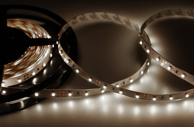 LED лента открытая, IP23, SMD 3528, 60 диодов/метр, 12V, 4.8w/m (белая)
