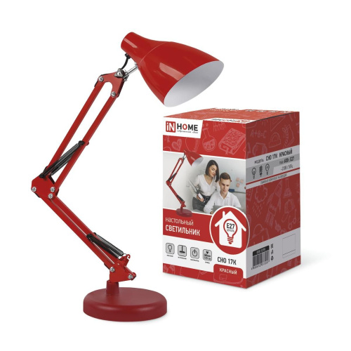 Светильник настольный под лампу на основании СНО 17К 60Вт E27 230В КРАСНЫЙ (коробка) IN HOME