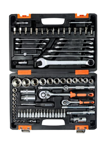 АКЦИЯ! Набор инструментов АВТО, 1/2" , 1/4" , CrV, в кейсе 82 предм Вихрь, шт, 73/6/7/6