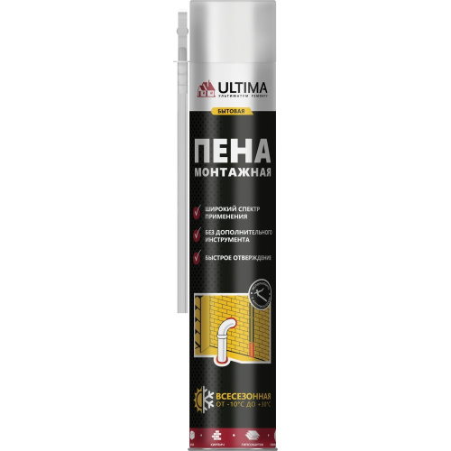 Монтажная пена Ultima всесезонная, 700 мл, зима -10ºС, UDFUF00003