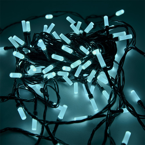 Гирлянда светодиодная "Лучики", SE-BEAM-110Т, 10М, 100LED, бирюзовый, темно-зел. шнур 0,7м, контр, Funray, 2582