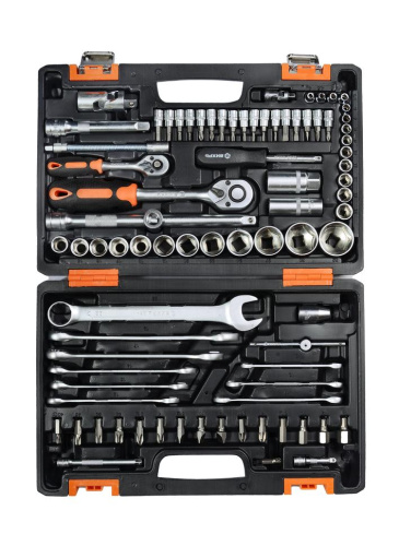 Набор инструментов, 1/2" , 1/4" , CrV, пластиковый кейс 82 предм 73/6/7/3 "ВИХРЬ"