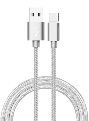 Шнур USB Type-C 3.1 - USB А 3.0, 1 метр (шт/шт), серебряный, Атом, (БЫСТРАЯ ЗАРЯДКА), 31022