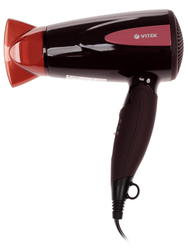 Фен Vitek VT-2261 BN коричневый/красный [компактный, 1300 Вт, режимов- 2, скоростей-2]