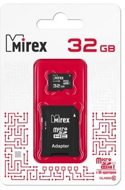 Карта памяти MIREX microSDHC 32Gb (UHS-I, Class 10) c/a