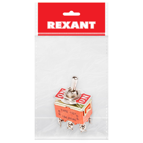 Тумблер 250V 15А (6c) ON-ON двухполюсный (KN-202) REXANT