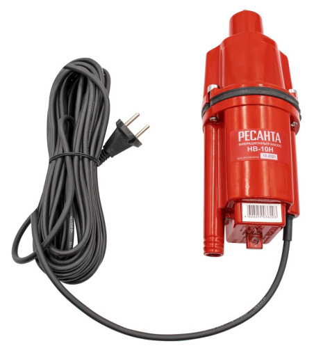 Вибрационный насос "РЕСАНТА" НВ-10Н (нижний забор) 300Вт, 22л/мин, высота подъёма 75 м, шнур 10 м, 77/8/2
