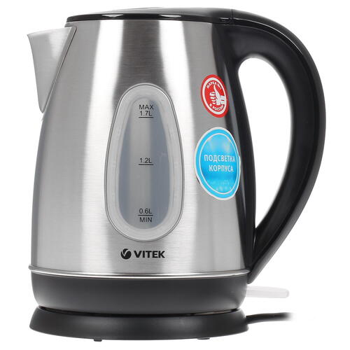 Электрочайник Vitek VT-7039 ST серебристый [нержавеющая сталь, 1.7 л, 2200 Вт, фильтр, скрытый нагревательный элемент