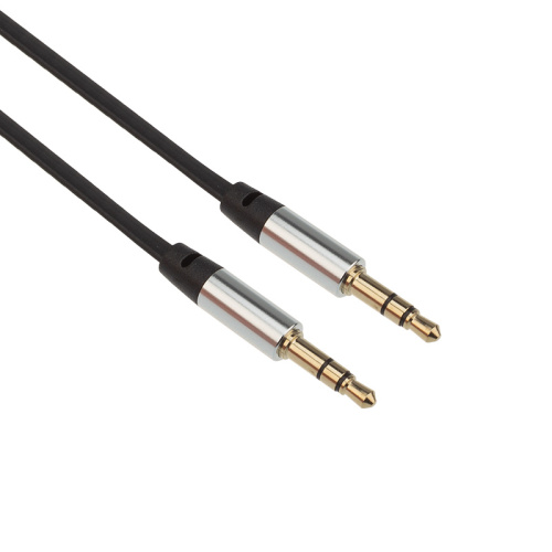 Аудио кабель AUX 3. 5 мм шнур плоский 1M черный