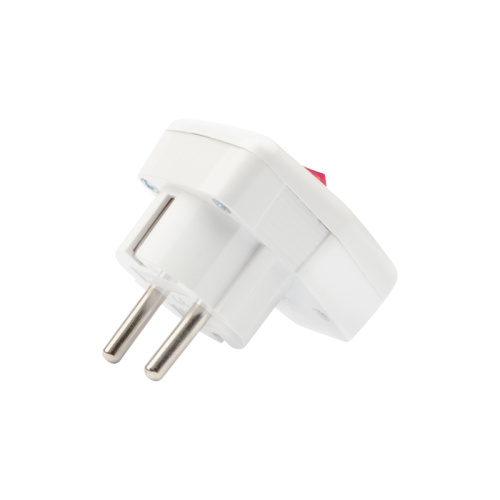 Вилка угловая с/з с кнопкой белая 16 А REXANT