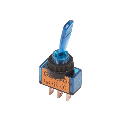Тумблер 12V 20А (3c) ON-OFF однополюсный  с синей подсветкой  (ASW-13D) (уп. 10шт.)