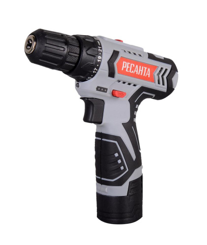 Дрель-шуруповерт аккумуляторная ДА-12-2ЛК Ресанта, кейс, 75/14/2