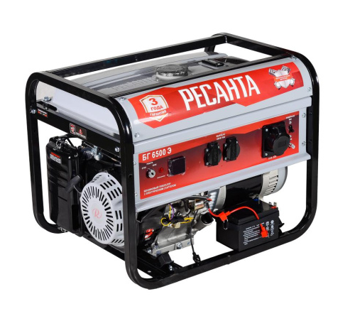 Электрогенератор БГ 6500 Э Ресанта, ЭЛЕКТРОСТАРТЕР, 5500Вт, 64/1/46