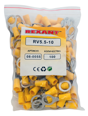 НАКОНЕЧНИК КОЛЬЦЕВОЙ изолированный ( VR 5.5-10) REXANT (НКИ ø10.5мм)