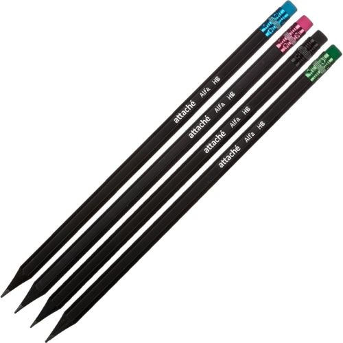 Карандаш чернографитный Attache Alfa HB заточ.,с ласт., 391142