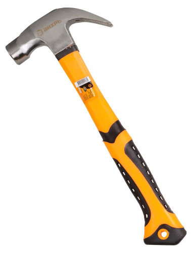 Молоток - гвоздодёр "ВИХРЬ", 450гр., фиберглассовая двухкомпонентная ручка, с магнитом. 73/6/8/8