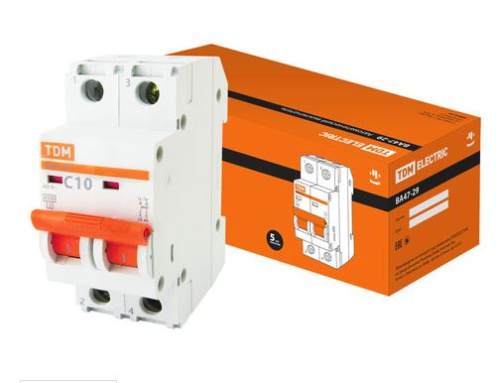 Автоматический выключатель  ВА47-29 2Р 10А 4,5кА х-ка С TDM SQ0206-0091