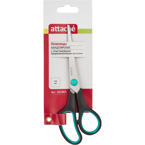 Ножницы Attache 169 мм с пласт.прорезин. руч. Attache, цвет зелен/черн, 262865