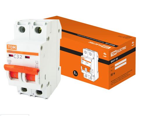 Автоматический выключатель  ВА47-29 2Р 32А 4,5кА х-ка С TDM SQ0206-0096