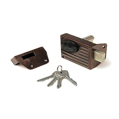 Замок накладной Зенит ЗН1-2, английский ключ, прямоуг. ригель, медь, тов-062167