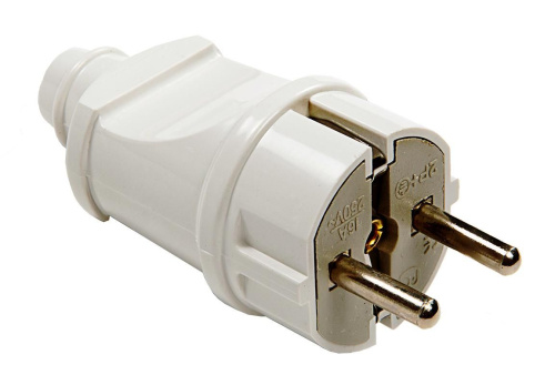 Вилка прямая с з/к 16А белая 4140 IN HOME