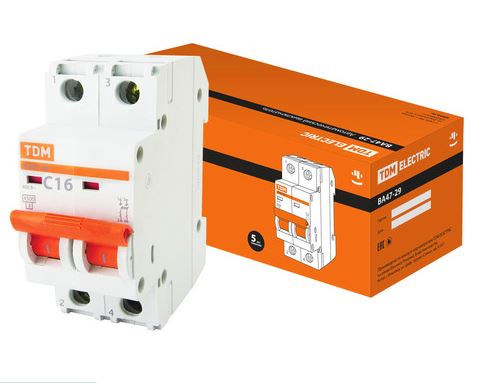 Автоматический выключатель  ВА47-29 2Р 16А 4,5кА х-ка С TDM SQ0206-0093