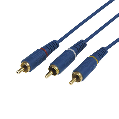 Шнур 3х3 RCA  3 м синий  gold  REXANT