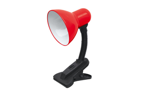 Светильник настольный под лампу  СНП-11К на прищепке 40Вт E27 КРАСНЫЙ (коробка) IN HOME