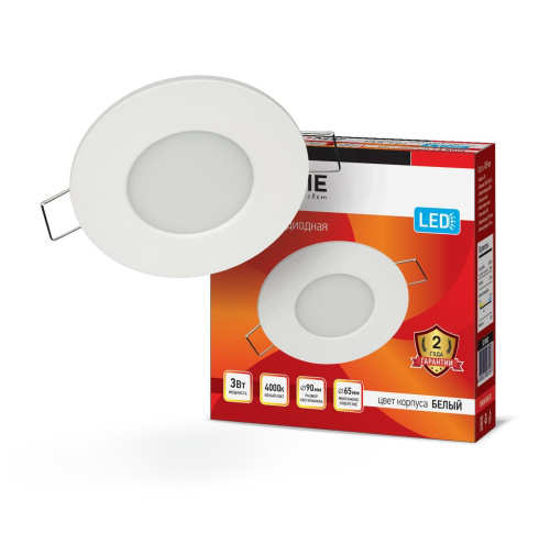 Панель светодиодная круглая RLP-eco 3Вт 230В 4000К 210Лм 90/65мм белая IP40 IN HOME