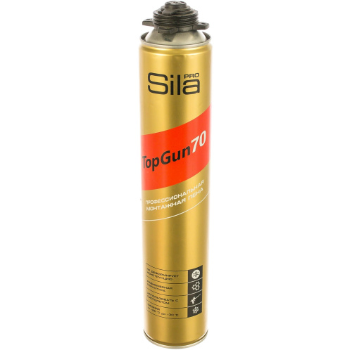 Монтажная пена ПРОФЕССИОНАЛЬНАЯ Sila Pro TopGun 70 winter, всесезонная, 880 мл, -20ºС до +30ºС, выход 70 литр. A1478Z