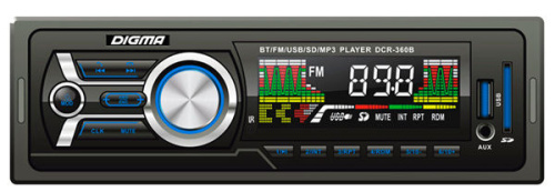 Автомагнитола Digma DCR-360G 1DIN 4*45Вт (USB/AUX/SD/эквалайзер/цв.дисплей/блютуз)