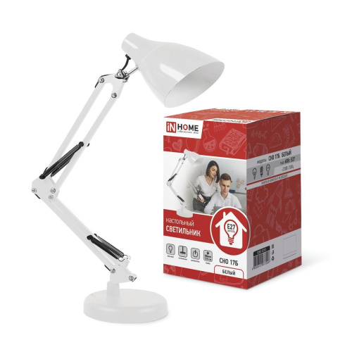Светильник настольный под лампу на основании СНО 17Б 60Вт E27 230В БЕЛЫЙ (коробка) IN HOME