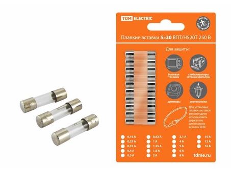 Плавкая вставка ВПБ6-5 0,5А 250В упак (10 шт.) TDM SQ0738-0005