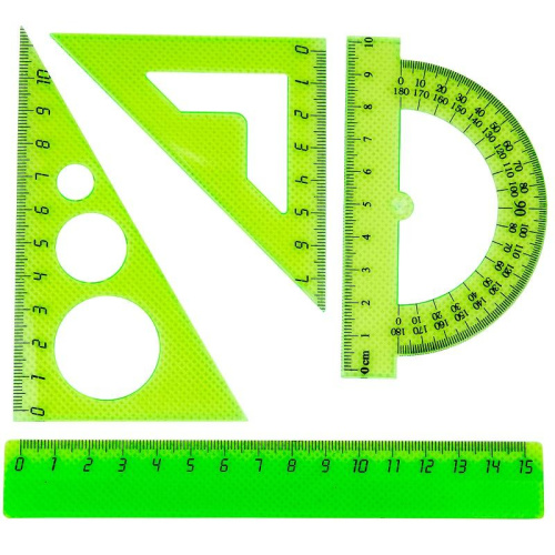 Набор малый: линейка 15см, угольники 10см и 7см, трансп-р 10см,цвет васс., 858931