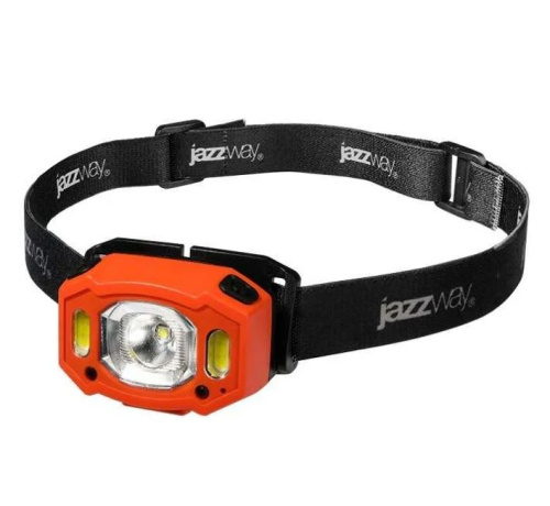 Фонарь  Jazzway AccuH3- L5W-og налобный оранж ( Micro USB, 300 Лм, IP54, литий-полимерный аккумулятор 1200 мАч)