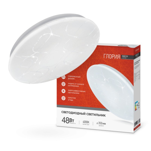 Светильник светодиодный серии DECO 48Вт 230В 4000К 3120Лм 380х55мм ГЛОРИЯ IN HOME