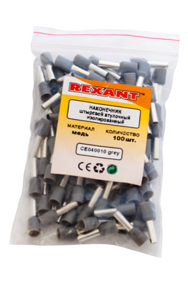 НАКОНЕЧНИК ШТЫРЕВОЙ ВТУЛОЧНЫЙ 4мм² изолированный (НШВИ  F-9мм) серый  REXANT