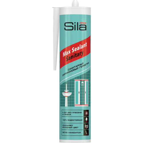 Герметик силиконовый санитарный Sila PRO Max Sealant, бесцветный, 280 мл, ПРОЗРАЧНЫЙ, SS2805