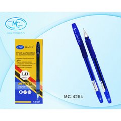 ГЛБ608 Ручка шариковая 1.0, BASIR, масляные чернила, ц/ч синий, грип, мет.нак., арт. MC-4254